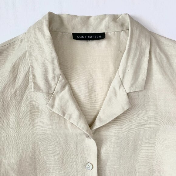 Vintage Linen Anne Carson Creme Button Up Jacket Summer Coastal Grandma - Picture 3 of 9
